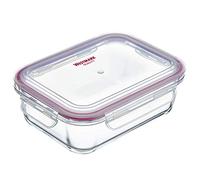 Westmark Táper de vidrio, con tapa con clip, Volumen: 1040 ml, Hermético, Apto para congelación y microondas, Resistente al horno, Sin BPA, Vidrio/plástico/silicona, Transparente/rojo, 234322E1