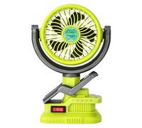 Wexibryndl Ventilador inalámbrico de clip compatible con batería Ryobi ONE+ de 18 V (solo herramienta), camping, al aire libre, lugar de trabajo y dormitorio, 2 velocidades, rotación de 270° y 300°