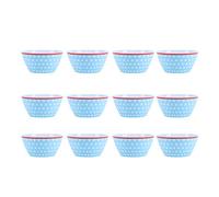 WGFOIP Juego de 12 Cuencos para Ensalada de 6 Pulgadas, Elegantes Cuencos para Servir Comida para el Día a Día, Vajilla de Cocina, Melamina (puntos azul claro)