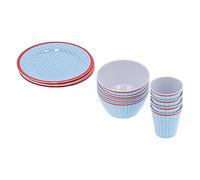 WGFOIP Juego de Vajilla de Melamina con Rejilla Azul Claro, 12 Uds., Vajilla Multiusos para el Hogar, Cocina y Restaurante