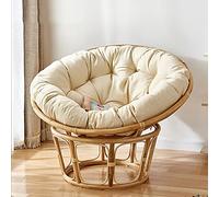 WGreat Silla con cojín acolchado grueso, columpio de jardín redondo para uso en interiores y exteriores, color crema, 90 x 90 cm, asiento de hamaca acogedor