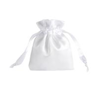Whakano 10 bolsas de satén con cordón, para joyas, bolsas de tela para rellenar joyas, bolsas de regalo, dulces, bolsas de almacenamiento para fiestas, bodas, Navidad, color blanco, 13 x 18 cm