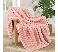 Whale Flotilla Manta Polar Suave y Mullida con Motivo Jacquard 3D, Manta para Cama Sofá y Salón Exquisita y Cálida para Todas Las Estaciones, 130 x 150 cm, Rosa