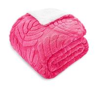 Whale Flotilla Manta Sherpa de Polar para Sofá, Reversible, Ligera y Ultra Suave, Manta de Cama de Felpa Cálida con Patrón Jacquard Decorativo, 230 x 270 cm, Rosa Hot