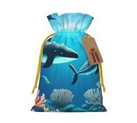 Whales under the sea - Bolsas de regalo con cordón con estampado de ballenas bajo el mar, bolsas de vacaciones, bolsas de golosinas, bolsas de regalo de Navidad