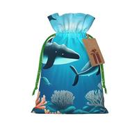 Whales under the sea - Bolsas de regalo con cordón con estampado de ballenas bajo el mar, bolsas de vacaciones, bolsas de golosinas, bolsas de regalo de Navidad