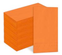Whaline 200 servilletas de papel para invitados de otoño, color naranja, desechables, servilletas de cena decorativas de otoño, para decoración de mesa de fiesta de Acción de Gracias