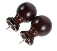 WHAMVOX 2 Piezas Tapa para Barra de Cortina de Madera Color Café Diseño Redondo, Protección Fácil de Reemplazar Adecuado para Sala y Decoración Moderna