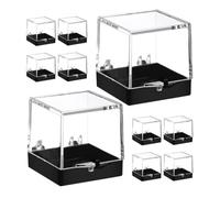 WHAMVOX Caja de exhibición transparente para piedras y cristales, cubo cuadrado 35x35x35 mm, 10 unidades, caja de muestras de plástico para almacenamiento y presentación