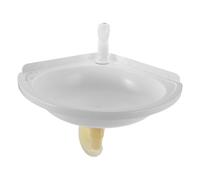 WHAMVOX Lavabo de Esquina Triangular de Plástico Blanco con Grifo Monomando, Montaje en Pared para Baño Pequeño, Fregadero Esquinero Suspendido, Compacto Práctico para Espacios Reducidos,
