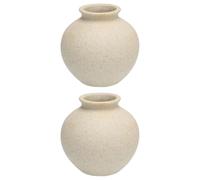 WHAMVOX Macetas Vintage de Barro Cocido 2 Piezas para Flores Secas, Jarrón de Cerámica Rústica en Estilo Retro, Ideal para Decoración y Espacios Acogedores