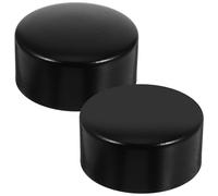 WHAMVOX Tapas de extremo de pasamanos de acero inoxidable, 2 unidades, cubiertas redondas negras de 50 mm para barandillas de escalera de madera de PVC, tapones de tubo para pancartas de interior