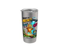 What The Meow Funny Cat UFO Abduction Sci-Fi Alien Vaso térmico de acero inoxidable de doble pared
