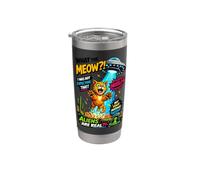 What The Meow Funny Cat UFO Abduction Sci-Fi Alien Vaso térmico de acero inoxidable de doble pared