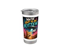 What The Meow Funny Shocked Cat UFO Alien Flying Saucer Vaso térmico de acero inoxidable de doble pared