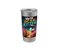 What The Meow Funny Shocked Cat UFO Alien Flying Saucer Vaso térmico de acero inoxidable de doble pared