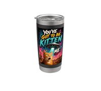 What The Meow Funny Shocked Cat UFO Alien Flying Saucer Vaso térmico de acero inoxidable de doble pared