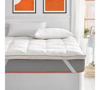 What The Sleep - Cubre Colchón 150 x 190 cm | Cama 150 cm | Topper Relleno Natural 1300 gr/m² | 5 cm Altura | Algodón Downproof | Sobrecolchón Natural Efecto Nube Mullido | Top Transpirable | Bass