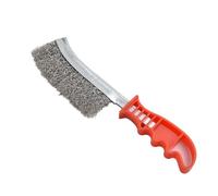 WheatThrive Cepillo de alambre, removedor de óxido, herramienta de limpieza de acero inoxidable para preparación de costuras de soldadura de metal, mango antideslizante, rojo y plateado