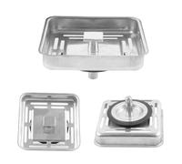 WheatThrive Colador de fregadero de acero inoxidable, tapón de drenaje cuadrado de cocina, filtro recogedor de pelo, cesta antiobstrucción para baño y ducha, 3.1 pulgadas