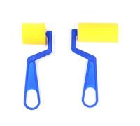 WheatThrive Juego de pinceles de rodillo de esponja, herramientas de pintura de espuma, kit de manualidades para niños, paquete de 2 unidades amarillo y azul