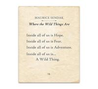 Where the Wild Things Are Book Print - Maurice Sendak Typography Poster for Inspirational Wall Decor, Library & Children's Room(Unframed,08x12inch(20x30cm))
