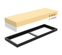 Whetstone 5000/10000 piedra afiladora de grano, VECU 2 kit de pulido de piedra de agua profesional para cubiertos de cocina y cuchillas al aire libre, soporte de piedra de goma incluido