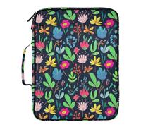 Whimsical - Organizador de carpetas expandibles con diseño floral botánico, color negro, funda de nailon impermeable con carpeta de 3 anillas, almacenamiento de documentos de acordeón para escuela