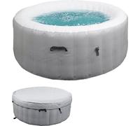Whirlpool HWC-N97, piscina inflable para 4 personas, apta para interior y exterior, con revestimiento de PVC, redonda, diámetro de 180 cm, color gris y blanco