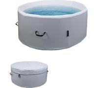 Whirlpool HWC-N97, piscina inflable para 4 personas, apta para interior y exterior, fabricada con tejido Dropstitch, de forma redonda, diámetro de 150 cm, color gris y blanco