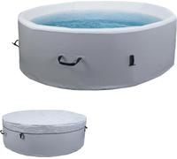 Whirlpool HWC-N97, piscina inflable para 5 personas, apta para interior y exterior, fabricada con tejido Dropstitch, redonda, diámetro 180 cm, color gris y blanco