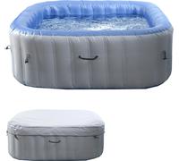 Whirlpool HWC-N97, piscina inflable para 6 personas, apta para interior y exterior, con revestimiento de PVC, forma rectangular, 198 cm, color gris-azul