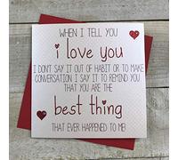 WHITE COTTON CARDS Blanco Tarjetas de algodón Blanco con Texto en inglés I Love You... You Are The Best Thing Que Ever Happened to Me. Hecha o a Mano, Tarjeta de día de San Valentín.
