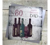 white cotton cards Tarjeta de 80 cumpleaños Hecha a Mano con Texto en inglés Happy Birthday Dad Vintage Wine 80th Birthday, Color Blanco, SB80D