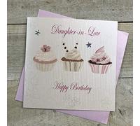 WHITE COTTON CARDS Tarjeta de cumpleaños Hecha a Mano con Texto en inglés Daughter-in-Law Happy Birthday, Color Blanco, PD169, 16cm x 16cm