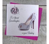 WHITE COTTON CARDS - Tarjeta de felicitación de 21 cumpleaños con Texto en inglés, para Hija, Color Blanco