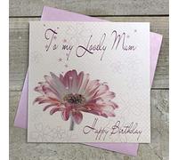 WHITE COTTON CARDS - Tarjeta Flores To My Lovely Mum Happy Birthday Tarjeta de felicitación de cumpleaños con Texto, Color Blanco