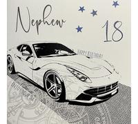 White Cotton Cards WBA18C-N - Tarjeta por 18 cumpleaños con Texto en inglés Nephew 18 Happy Birthday Hecha a Mano, Blanco