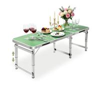 Whnoorher Mesa de jardín Plegable de Altura Ajustable, mesas de Picnic de Aluminio para Exteriores con asa de Transporte, Mesa de Caballete emergente portátil para Fiestas