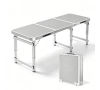 Whnoorher Mesa Plegable de Aluminio portátil y Ligera | 3 mesas de Comedor para Exteriores de Altura Ajustable con asa de Transporte | Mesas de Lectura utilitarias Impermeables(Gris,70cm)