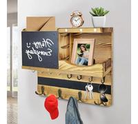 Wholesoukyii Porta Llaves de Pared de Madera con Compartimento de Almacenamiento, 8 Ganchos y 4 Ganchos Dobles, con Tablón de Anuncios, Apto para Llaves, Sombreros, Ropa, Bolsos