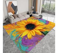 WHUOEUCO Alfombra Salon Girasol De Grafiti Colorido 160x230cm Impresión 3D Moderna Alfombra Suave de Pelo Corto Lavable para Dormitorio, Comedor, Salon