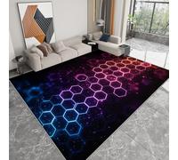 WHUOEUCO Alfombra Salon Grande Pelo Corto Hexágono Geométrico Luminoso 120x180cm Alfombra Antideslizante Lavable para Dormitorio, Comedor, Cocina, Oficina