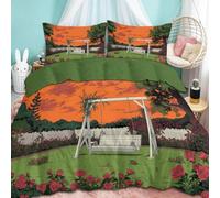 WHUOEUCO Funda Nórdica Cama 150-220x240 cm, Juego de Ropa de Cama Tumbona Columpio de jardín3 Piezas Funda Nórdica para Doble de Polialgodón y 2 Fundas de Almohada 50x75 cm