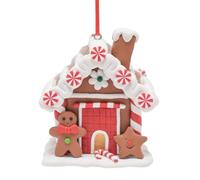 Widdop and Co Decoración LED de Navidad para casa de jengibre | Adorno LED de casa de jengibre con detalles de menta y un cálido brillo para árboles de Navidad y exhibiciones festivas