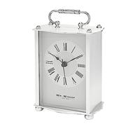 Widdop - Reloj de carruaje en carcasa de aluminio con esfera de números romanos y manecillas clásicas de reloj de pala (plateado)