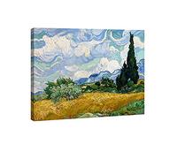 Wieco Art - Campo de trigo con cipreses de Van Gogh famosas pinturas al óleo reproducciones de pinturas al óleo modernas enmarcadas de paisaje gi impresiones en lienzo de arte de pared para