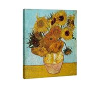 Wieco Art Girasol por Vincent Van Gogh - Reproducción de pinturas al óleo grandes y modernas en lienzo floral gi ilustraciones de flores en lienzo, arte de pared para dormitorio, decoración del hogar, L