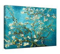 Wieco Art - Lienzo moderno con marco de flores de almendro en gi de Van Gogh, famosas pinturas al óleo, reproducción de flores sobre lienzo, listo para colgar para decoración del dormitorio