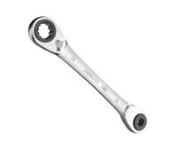 WIESEMANN 1893 Llave de carraca de doble anillo 4 en 1 con los tamaños 10, 13, 17, 19mm y 72 dientes de acero al cromado vanadium CV I Llave de tuerca doble I 81031